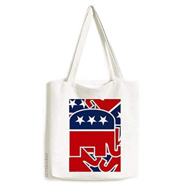 Imagem de Bolsa de lona com emblema de elefante americana bolsa de compras casual