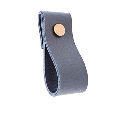 Imagem de Puxador Dobi Parafuso - Textura de Couro Azul Marinho - Parafuso Cobre