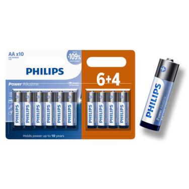 Imagem de 10 Pilhas Bateria Aa Pequena 2A Alcalina Philips 1 Cartela