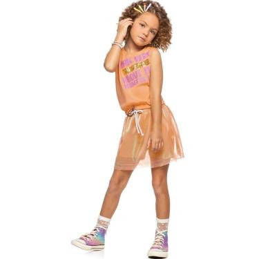 Imagem de Conjunto Infantil Verão Regata e Saia Texturizada Com Short 2 peças Tam 4 a 14 - Angerô-Feminino