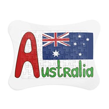 Imagem de Moldura de quebra-cabeça com estampa vermelha e azul da bandeira da Austrália
