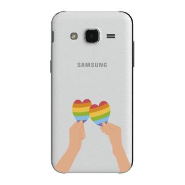 Imagem de Capa Case Capinha Samsung Galaxy  J2 Arco Iris Mãos Com Corações - Sho