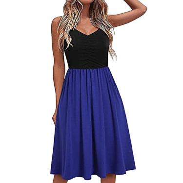 Imagem de Mini vestido 2023 primavera verão vestido feminino cor sólida slim slim sexy vestido de lazer com shorts embaixo, Azul, Medium