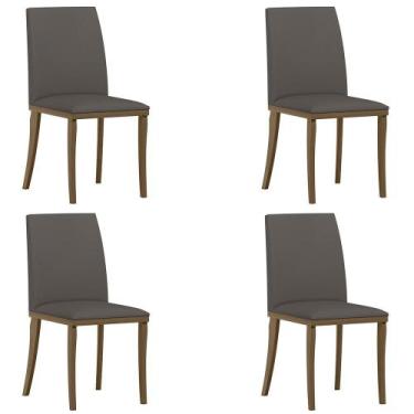 Imagem de Kit 4 Cadeiras De Jantar Estofadas Vicky N02 Amêndoa/Veludo Capuccino