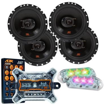 Imagem de Kit 4 Alto Falantes 6  JBL FLEX4 6TRFX55 220 Watts Rms + Kit 2 Strobo AJK 6W Ritimico 3.0