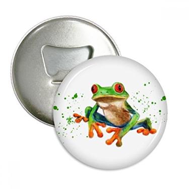Imagem de Polypedatid Green Frogs Abridor redondo de garrafa ímã de refrigerador, 3 peças, presente