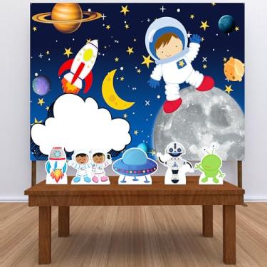 Imagem de Kit Decoração Festa de Aniversário Infantil Painel + Displays Astronauta Menino