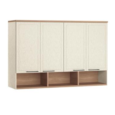 Imagem de Módulo Ponte 166 Toledo Areia Areia 4 Portas Casal com Maleiro e Fita LED no Tampo Externo com Interruptor– Areia/Wood 