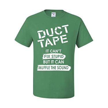 Imagem de Camiseta Duct Tape It Can't Fix Stupid Humor Offensive Humor Sarcástica, Verde, 4G