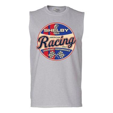 Imagem de Camiseta masculina Shelby Racing Muscle 1962 American Muscle Car Mustang Cobra GT500 GT350 Performance Powered by Ford, Cinza, G