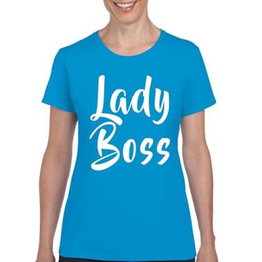 Imagem de Camiseta feminina engraçada Lady Boss Rights Glam Girl Power Feminist Shirt, Azul claro, M
