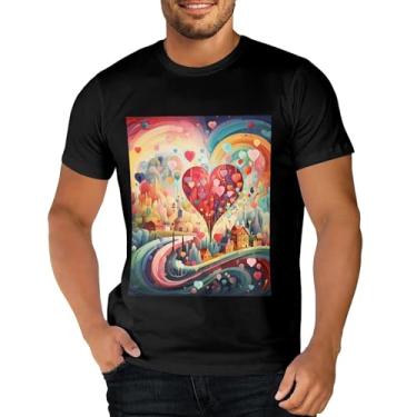 Imagem de Sipumia Camiseta unissex de algodão manga curta gola redonda para casal 3D estampada em formato de coração camiseta casual, Cor-08, 5G