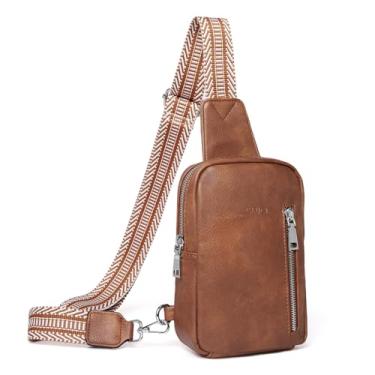 Imagem de CLUCI Bolsa tiracolo pequena feminina de couro vegano na moda, pochete feminina, Marrom, Small, Transversal