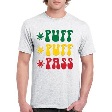 Imagem de Camiseta Puff Puff Pass 420 Weed Lover Pot Leaf Smoking Marijuana Legalize Cannabis Funny High Pothead Camiseta masculina, Cinza-claro, XXG