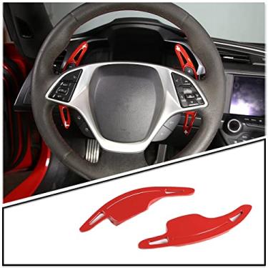 Imagem de 2 peças Acessórios Interiores Extensões de Mudança de Volante Colorido para Chevy Chevrolet C7 Corvette 2014-2019 (Alumínio, para Mudança de Remo do Volante, Vermelho)