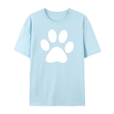 Imagem de Camisetas unissex com estampa de pegadas de urso premium para uso casual, Azul bebê, P