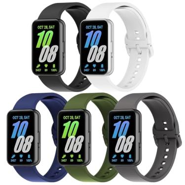 Imagem de Pacote com 5 pulseiras de silicone compatíveis com Samsung Galaxy Fit 3, macia, ajustável, esportiva, respirável, pulseira de reposição para smartwatch Galaxy Fit 3 SM-R390