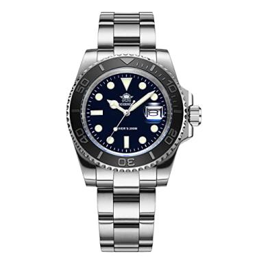 Imagem de ADDIESDIVE Relógio de mergulho masculino de quartzo de 41 mm, à prova d'água, pulseira de aço inoxidável escovado de 200 m, mostrador luminoso, us-H3-C-preto, Japonês