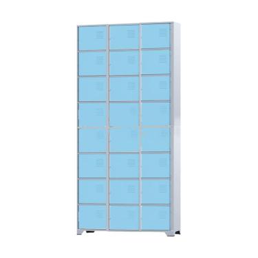 Imagem de Armário Roupeiro De Aço 24 Portas Para Vestiário Academia Locker Azul Claro com Chave