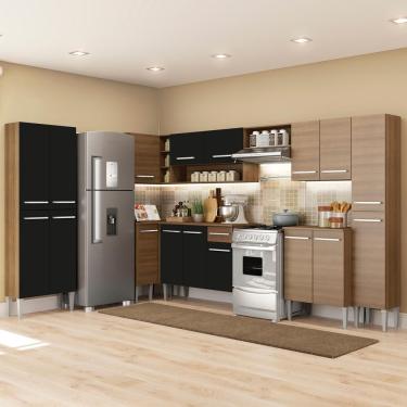 Imagem de Cozinha Canto Reto Emilly 17 Portas 1 Gaveta Preto Madesa