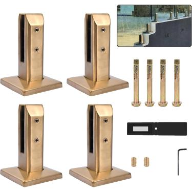 Imagem de Torneira de cerca de piscina de vidro SS2205 de grau marinho, torneira de corrimão de vidro Espessura de vidro 3/10 "a 1/2" Suporte de braçadeira de corrimão para varanda de deck Balaustrada