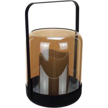 Imagem de CASTIÇAL DECORATIVO PORTA VELA HOME&CO METAL 24x15x15cm ÂMBAR