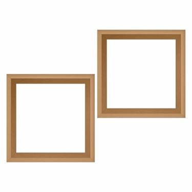 Imagem de Kit 2 Nichos Decorativos em MDF Cru para Parede - 30x30x12cm Cor:NATURAL;Tamanho:30X30X12CM