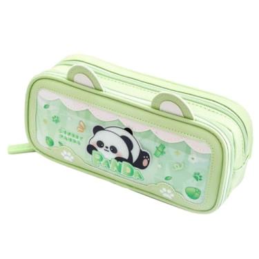 Imagem de Estojo criativo de orelha de gato de grande capacidade, bolsa de armazenamento de artigos de papelaria de desenho animado fofo para estudantes do ensino fundamental, Verde, tamanho �nico