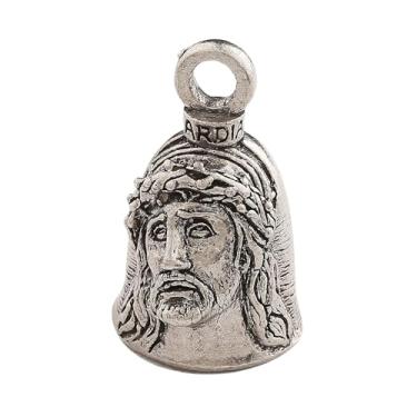 Imagem de Guardian Bell Chaveiro ou sino de motocicleta Jesus Good Luck Crown of Thorns prata, 3,8 cm