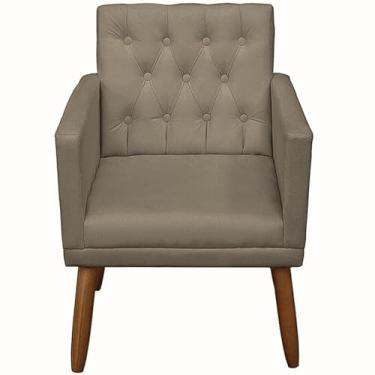 Imagem de Poltrona para Sala de estar Resistente Decorativa confortável tecido veludo confortável pés de madeira reforçado MOBLAN decor (CAPPUCCINO)