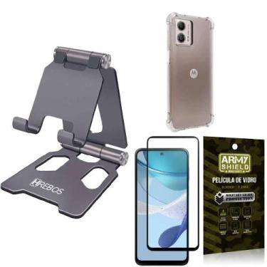 Imagem de Kit Capinha Moto G53 + Suporte de Mesa + Película 3D - Armyshield