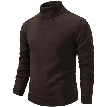 Imagem de Suéter masculino outono e inverno de manga comprida casual gola alta slim fit, vermelho brilhante, GG