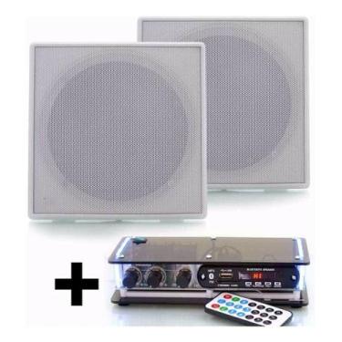 Imagem de Som Ambiente Receiver Usb Bluetooth +2 Arandelas Quadrad - ORION