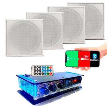 Imagem de Kit Som Ambiente Receiver Bluetooth Usb +4 Arandelas Quadrad - ORION