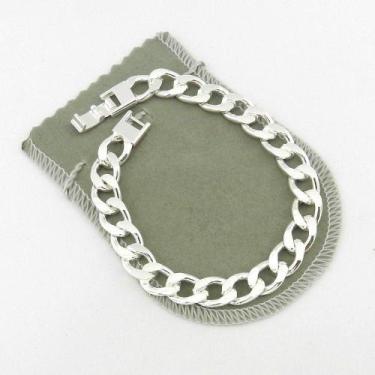 Imagem de Pulseira Masculina 18cm 1cm Largura Folheada Prata PL178 - WNBIJOUTERI