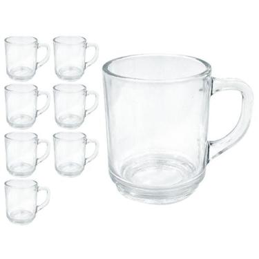 Imagem de Kit 8 Canecas De Vidro Lisa Praticasa Transparente 250ml