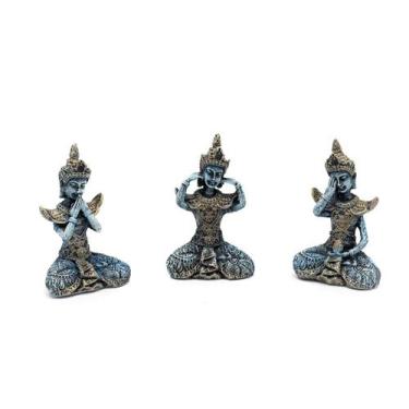 Imagem de Trio de Budas sábios surdo, cego e mudo 14 cm em resina - Loja Bora, D