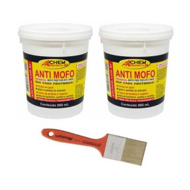 Imagem de Anti Mofo Preventivo Incolor 900ml 2 Unid + Pincel 2 Pol Rom - ALLCHEM