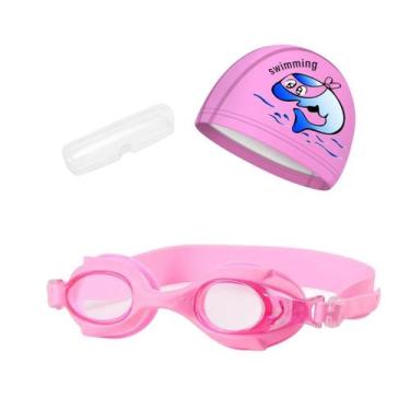 Imagem de Kit Óculos Natação Com Estojo e Touca Infantil Desenhos Coleção Peixin