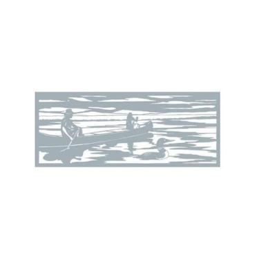 Imagem de Quadro Decorativo Cinza Mdf Barco Pescadores 40X20Cm - Doce Arte Em Ma