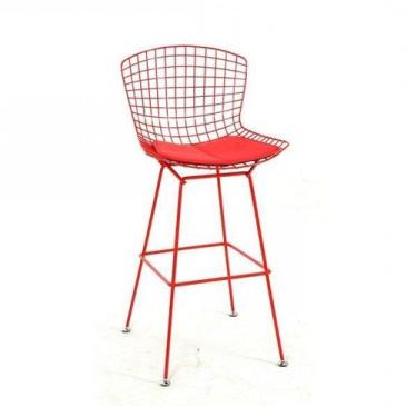 Imagem de Banqueta Bertoia Vermelha - Base Original - Almofada Cor Vermelha - sh