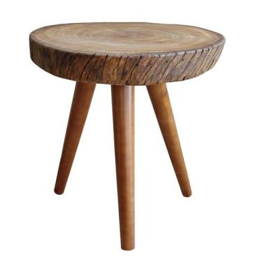 Imagem de Bolacha De Madeira Rústica 42cm Tronco 3 Pés Palito Chapa Inclinada - 