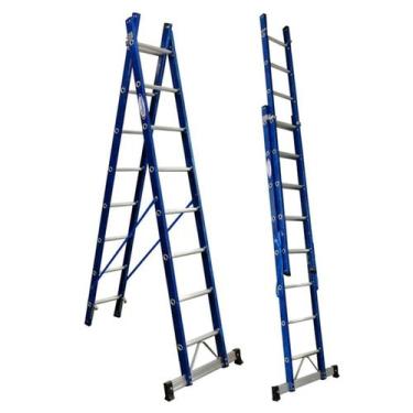 Imagem de Escada em Fibra Tesoura Extensível 8x14 Degraus 2,50x4,40m Premium WBe