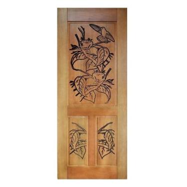 Imagem de Folha de Porta Madeira Maciça Entalhada Ninho 90x210x3,5cm Cedro Rosa