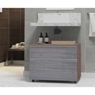 Imagem de Gabinete para Banheiro com Rodízio 80cm 2 Gavetas Safira Inferior Cont