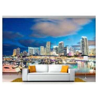 Imagem de Papel De Parede Cidade Prédios Luzes Noite 3D 6M² Ncd244 - Você Decora