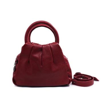 Imagem de Bolsa feminina transversal de couro média bordô Jade - Zaia
