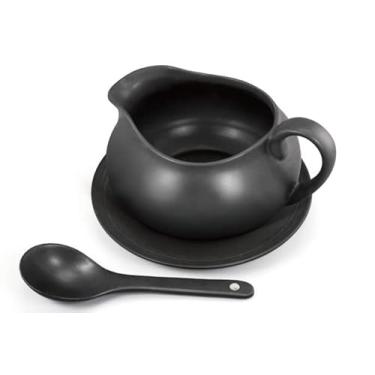 Imagem de Zenvy Molheira | Conjunto de molhos branco de cerâmica (680 g, preto fosco)