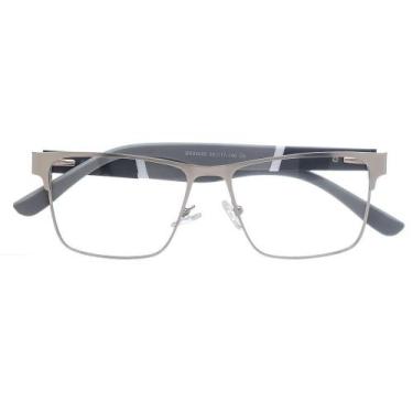 Imagem de Armação De Óculos Para Grau Masculino Quadrado Burundi Prata - Palas E