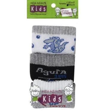 Imagem de Kit Com 3 Pares de Meias Sortidas Infantil Masculina Dallf, Colorido, 